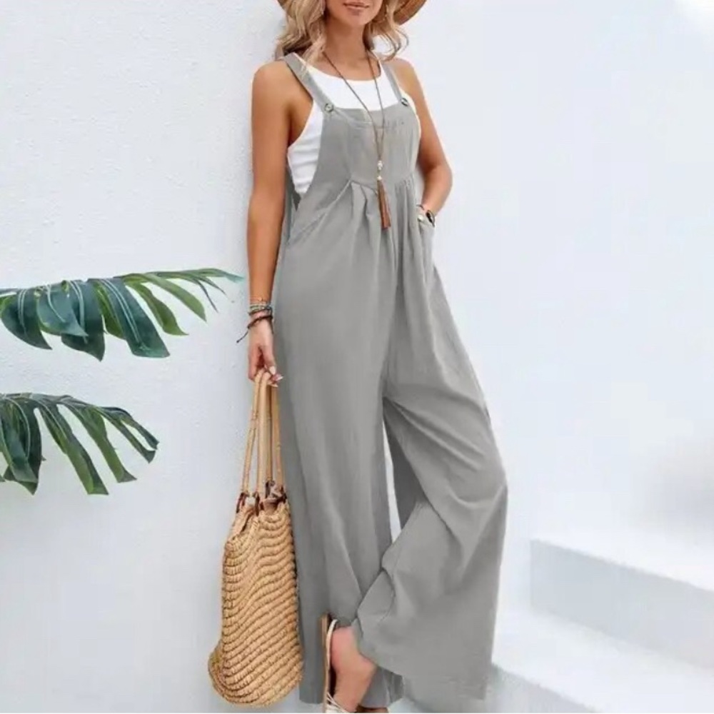 Women Casual Jumpsuits 2023 Summer Vintage Cotton Linen Jumpsuit
